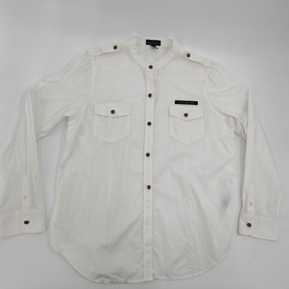 Lauren Jeans Co Ralph Lauren Shirt Womens XL White Military Button Long S